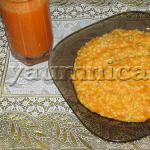 Russian breakfast: millet porridge with milk and pumpkin