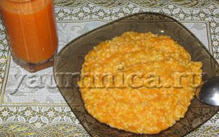 Russian breakfast: millet porridge with milk and pumpkin