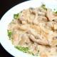 Chicken fillet with mushrooms in creamy sauce