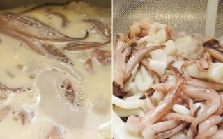 Как готовится кальмар в сливочном соусе